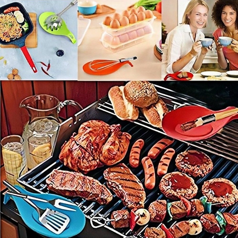 👣4/$20. Heat-Resistant Silicone Spoon Shaped Pads and/or Fruit Plates. 5 Pcs. - Picture 5 of 10